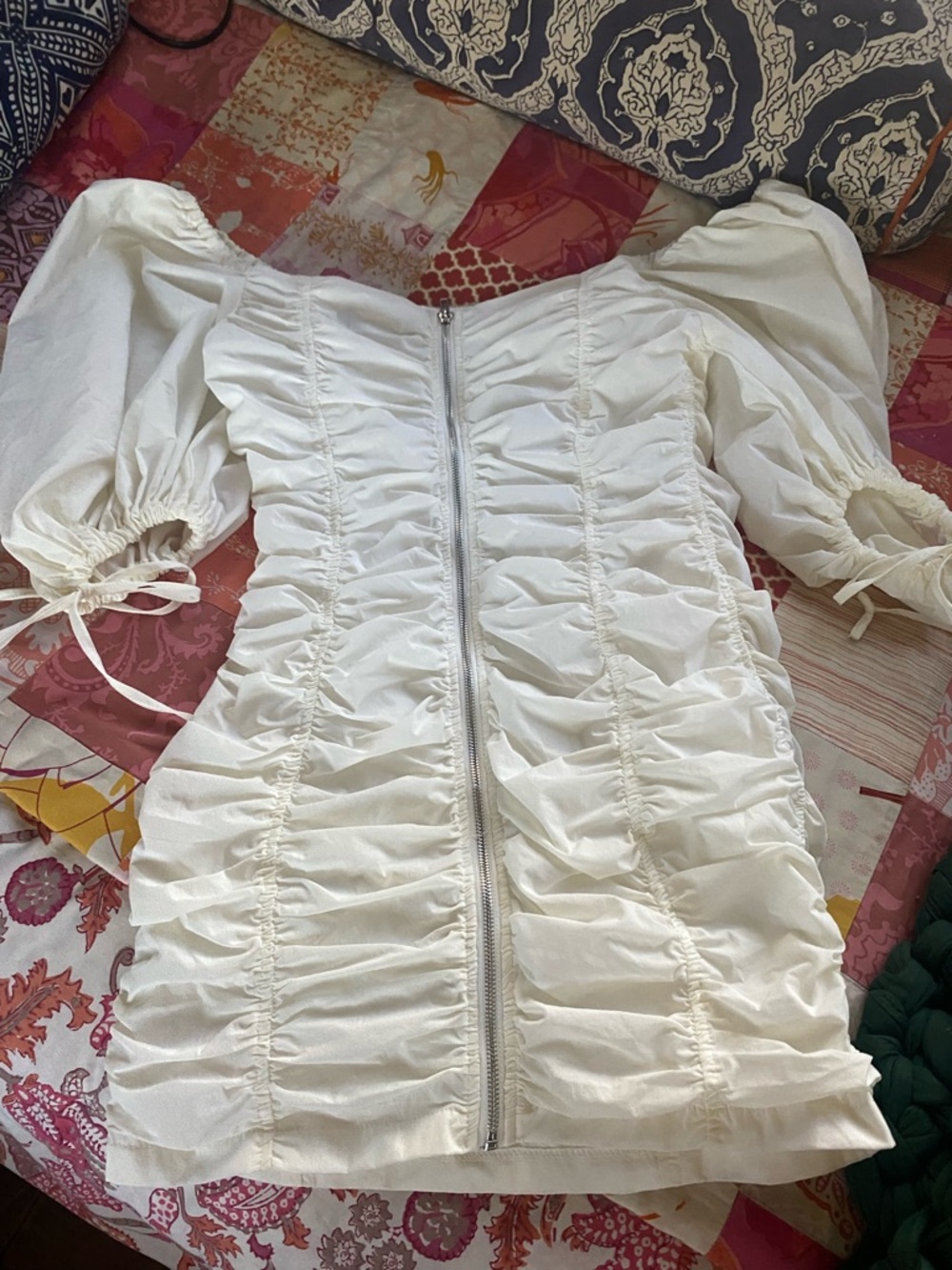 Alpha & Omega White Mini Dress with Puff Sleeve Detail - Picture 2 of 6